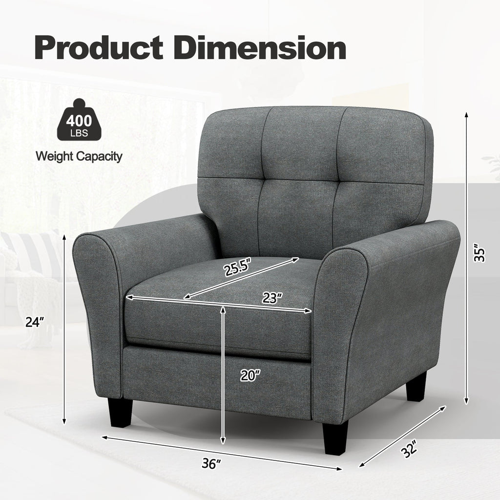 Modern Upholstered Accent Chair with Rubber Wood Legs