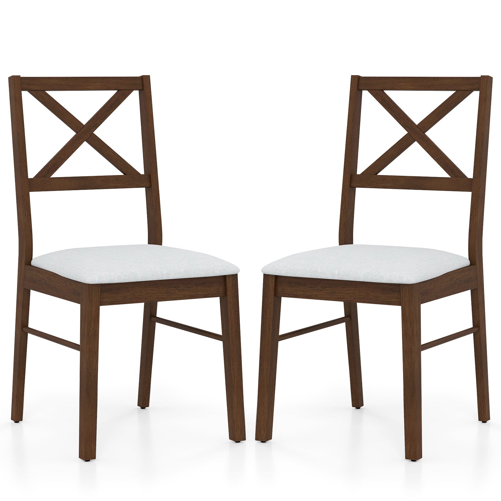 Upholstered Side Dining Chairs Set of 2 with Rubber Wood Frame