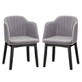Upholstered Velvet Accent Modern Dining Chairs Set of 2 with Curved Backrests-Grey