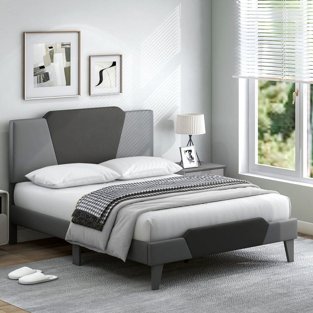 Full/Queen/Twin Velvet Upholstered Bed Frame with High Headboard