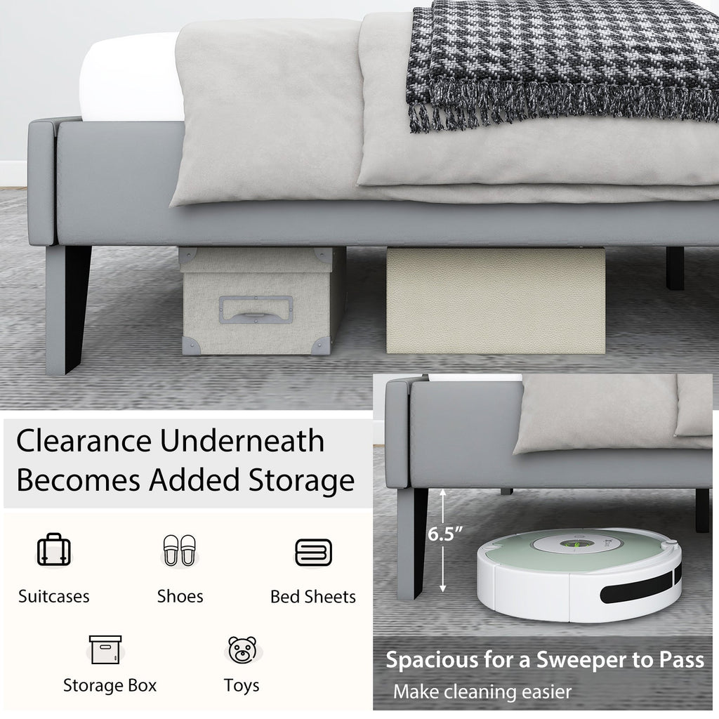 Full/Queen/Twin Velvet Upholstered Bed Frame with High Headboard