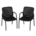 Waiting Room Chair Set of 2 Office Guest Chairs with Ergonomic Mesh Backrest-Black