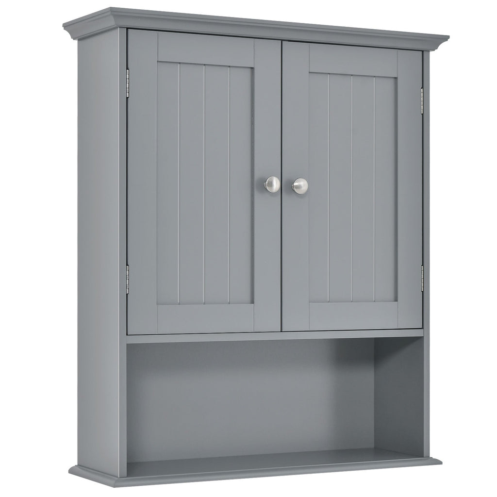 Wall Mount Bathroom Cabinet Storage Organizer with Doors and Shelves