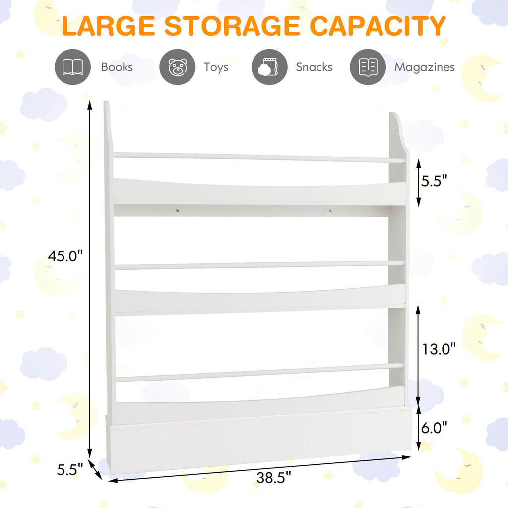 3-Tier Bookshelf with 2 Anti-Tipping Kits for Books and Magazines