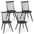 Windsor Dining Chair Set of 4 with Solid Rubber Wood Frame-Black
