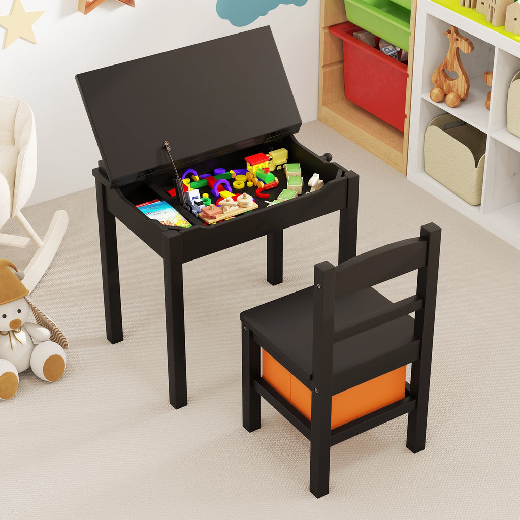 Wood Activity Kids Table and Chair Set with Storage Space