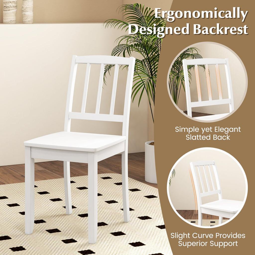 Wood Dining Chair Set of 2 with Rubber Wood Legs