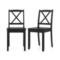 Wood Dining Chair Set of 2 with Rubber Wood Legs and Curved Backrest