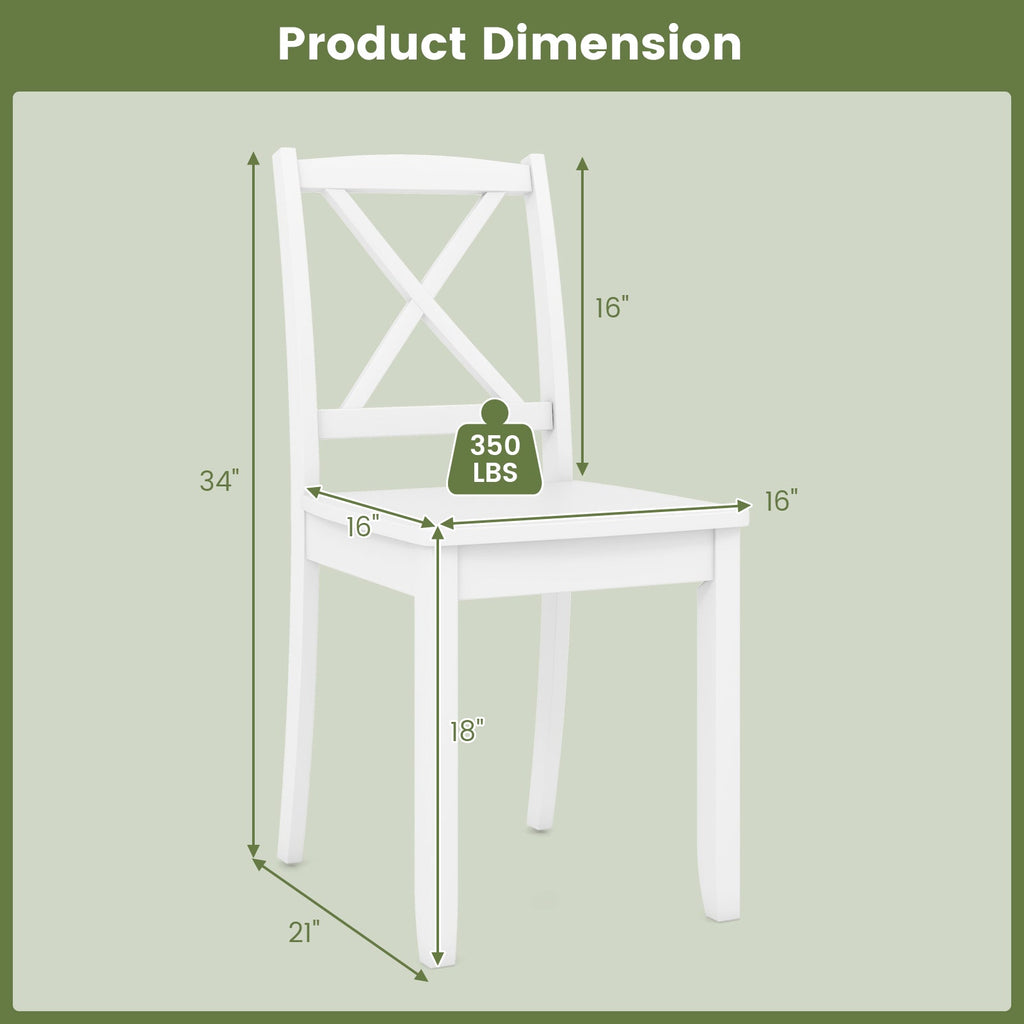 Wood Dining Chair Set of 2 with Rubber Wood Legs and Curved Backrest