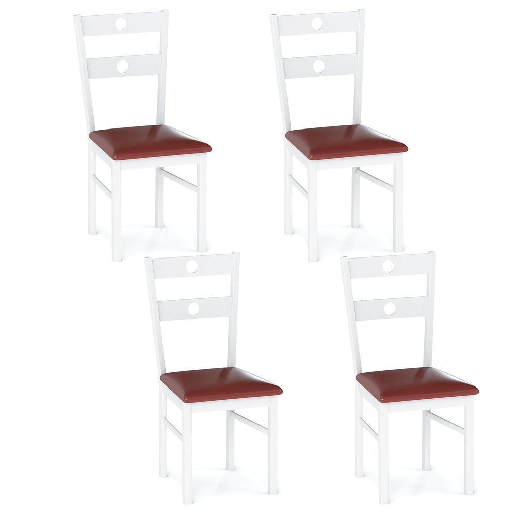 Wooden Dining Chairs Set of 4 Armless Kitchen Chairs with Hollowed Backrest