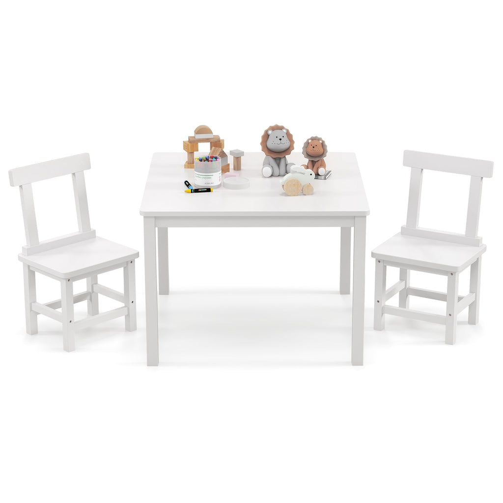 Wooden Kids Table and 2 Chairs Set with Anti-slip Foot Pads