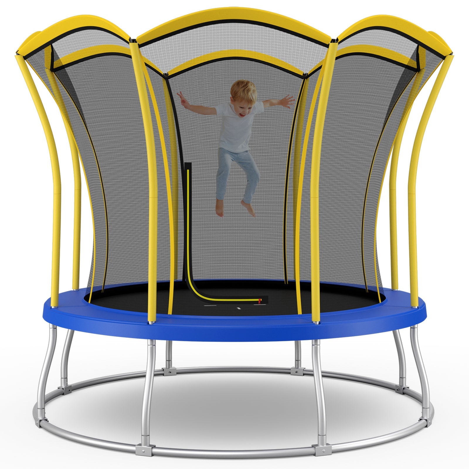8 Feet Outdoor Unique Flower Shape Trampoline with Enclosure Net