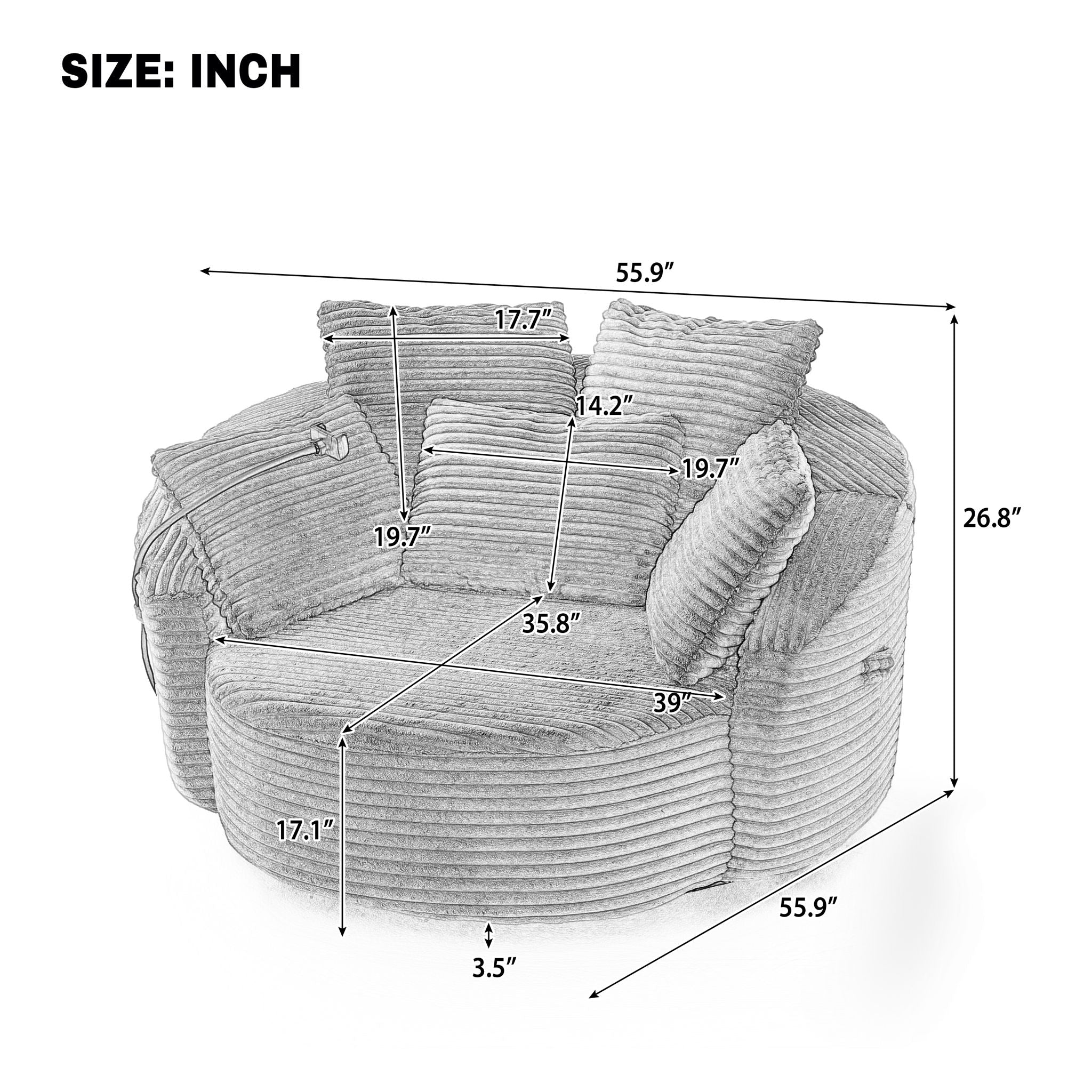 Swivel Accent Barrel Chair With Adjustable Phone Holder