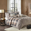 7 Piece Herringbone Comforter Set Neutral King