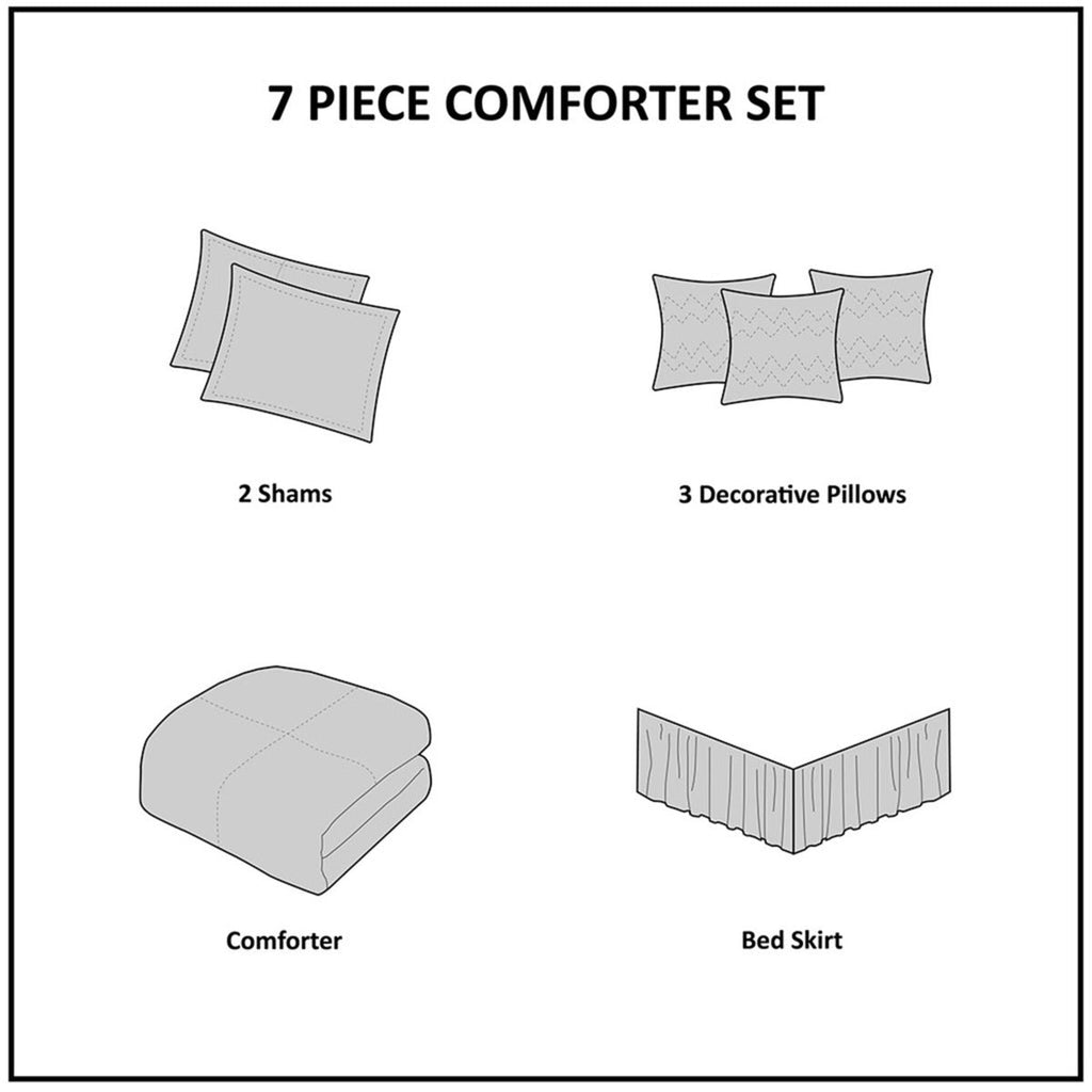 7 Piece Faux Suede Comforter Set Black California King