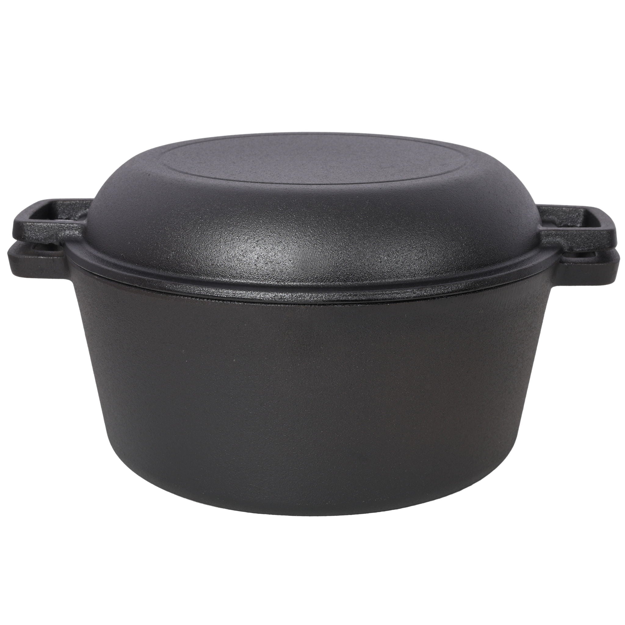 Pre-Seasoned 3 in 1 Cast Dutch Oven with Skillet Lid, 5 Quart - Black