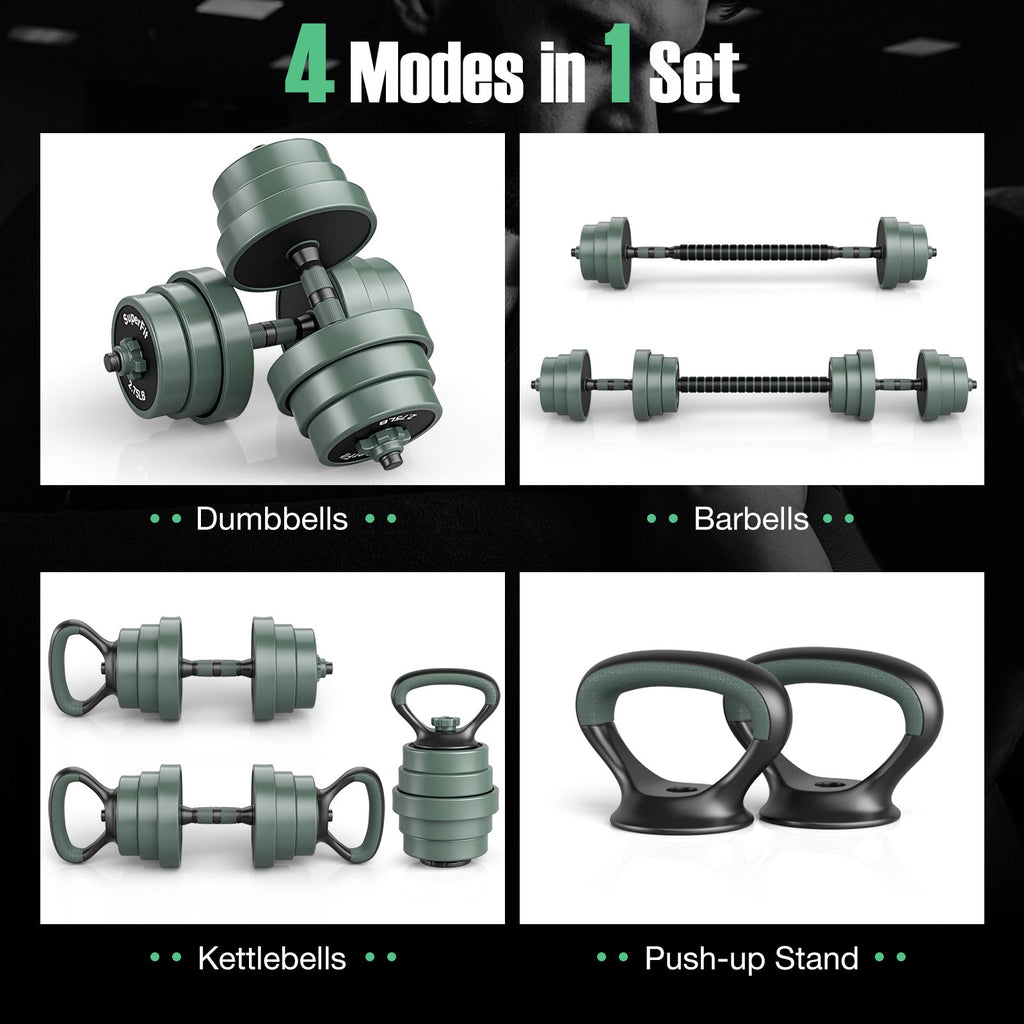 Adjustable Weight Dumbbell Set with Connector-Black & Gray