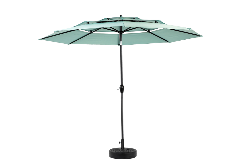 Aluminium 10ft 3 Tier Auto-Tilt Outdoor Patio Umbrella - Light Green