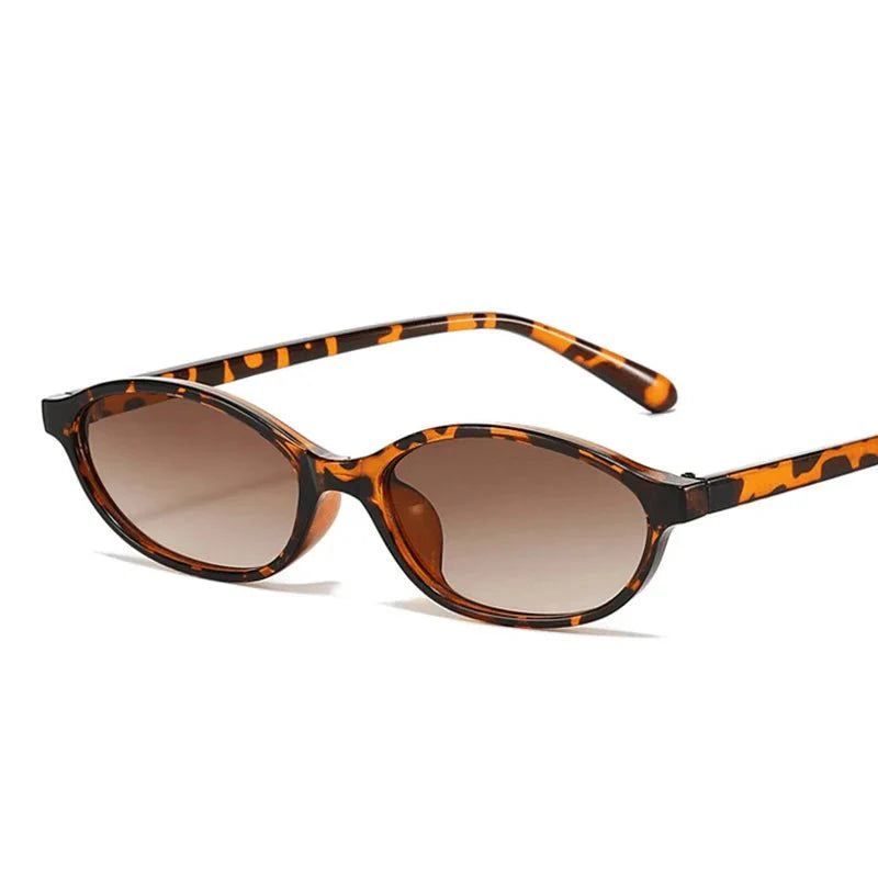 Leopard Brown Oval Sunglasses | Retro UV Protection Small Frame Eyewear for Women