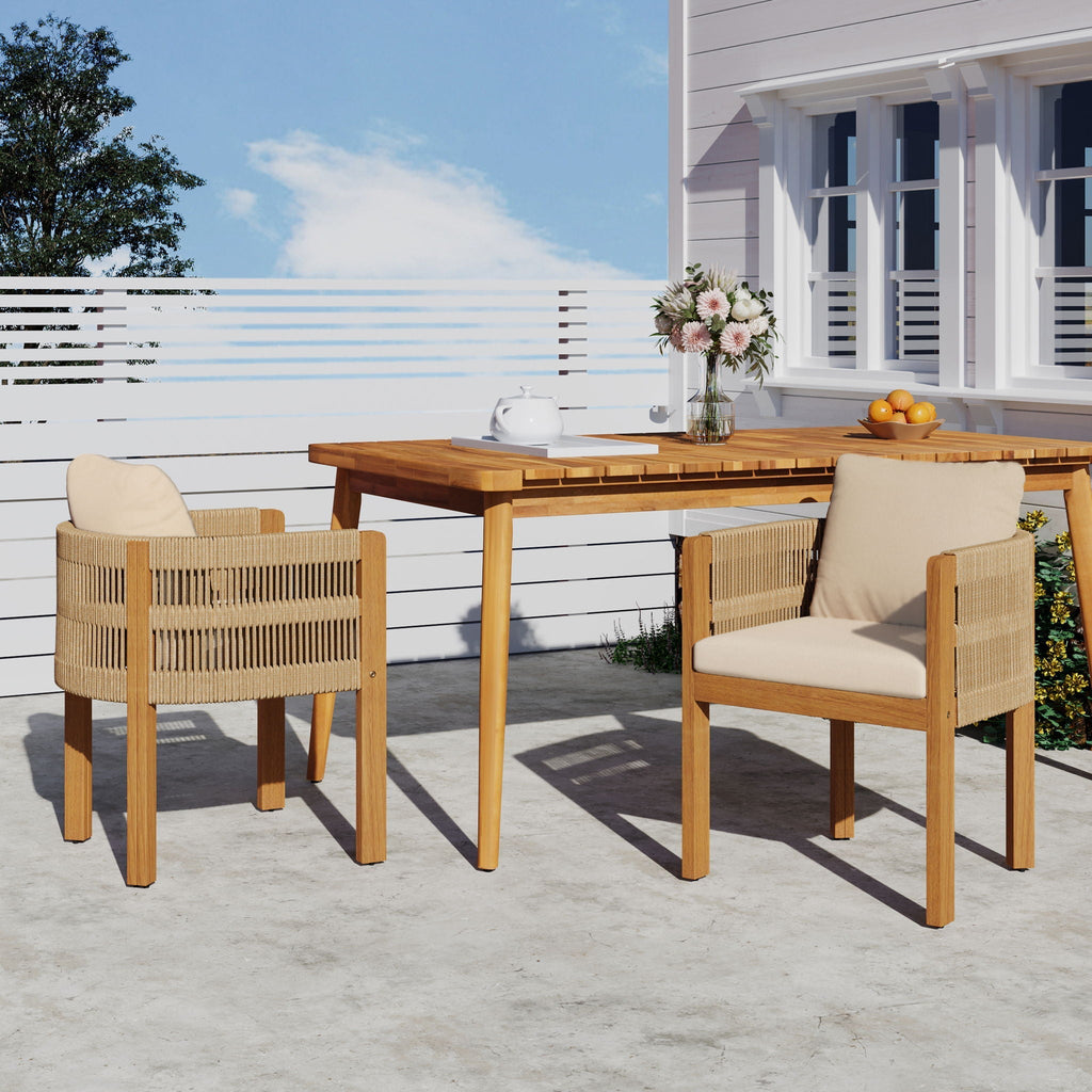 Outdoor Dining Chairs With Rope Handles (Set of 2)
