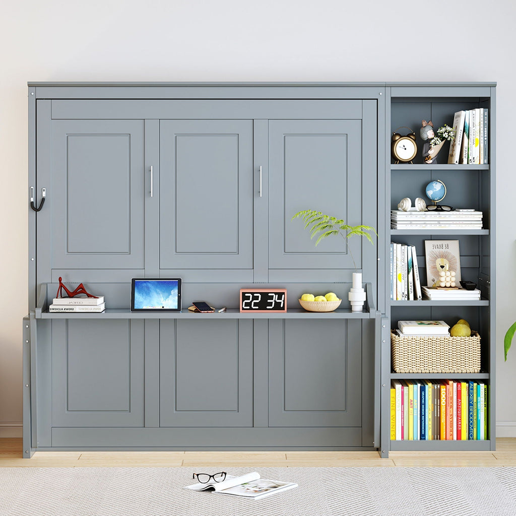 Sturdy Murphy Bed With Desk And Bookshelf