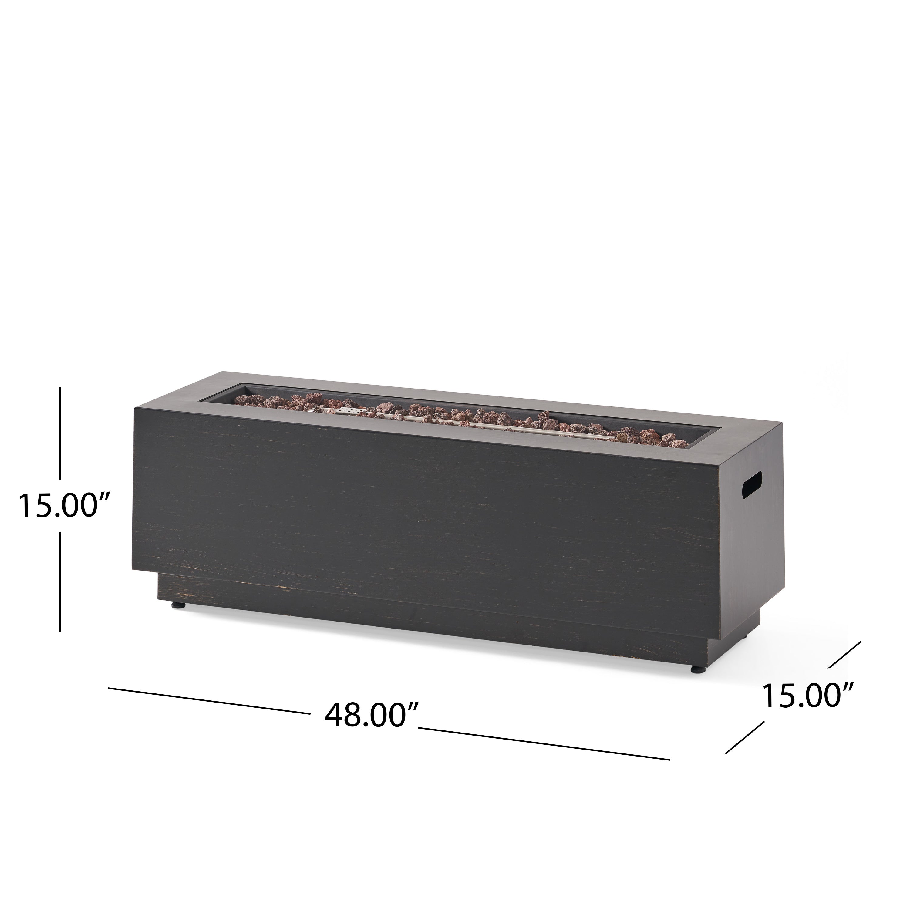 Modern Dark Grey 40' Outdoor Iron Propane Fire Pit