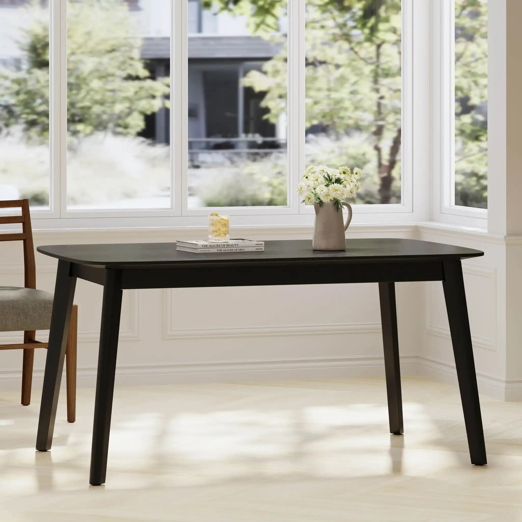 Retro Dining Table With Faux Wood Top