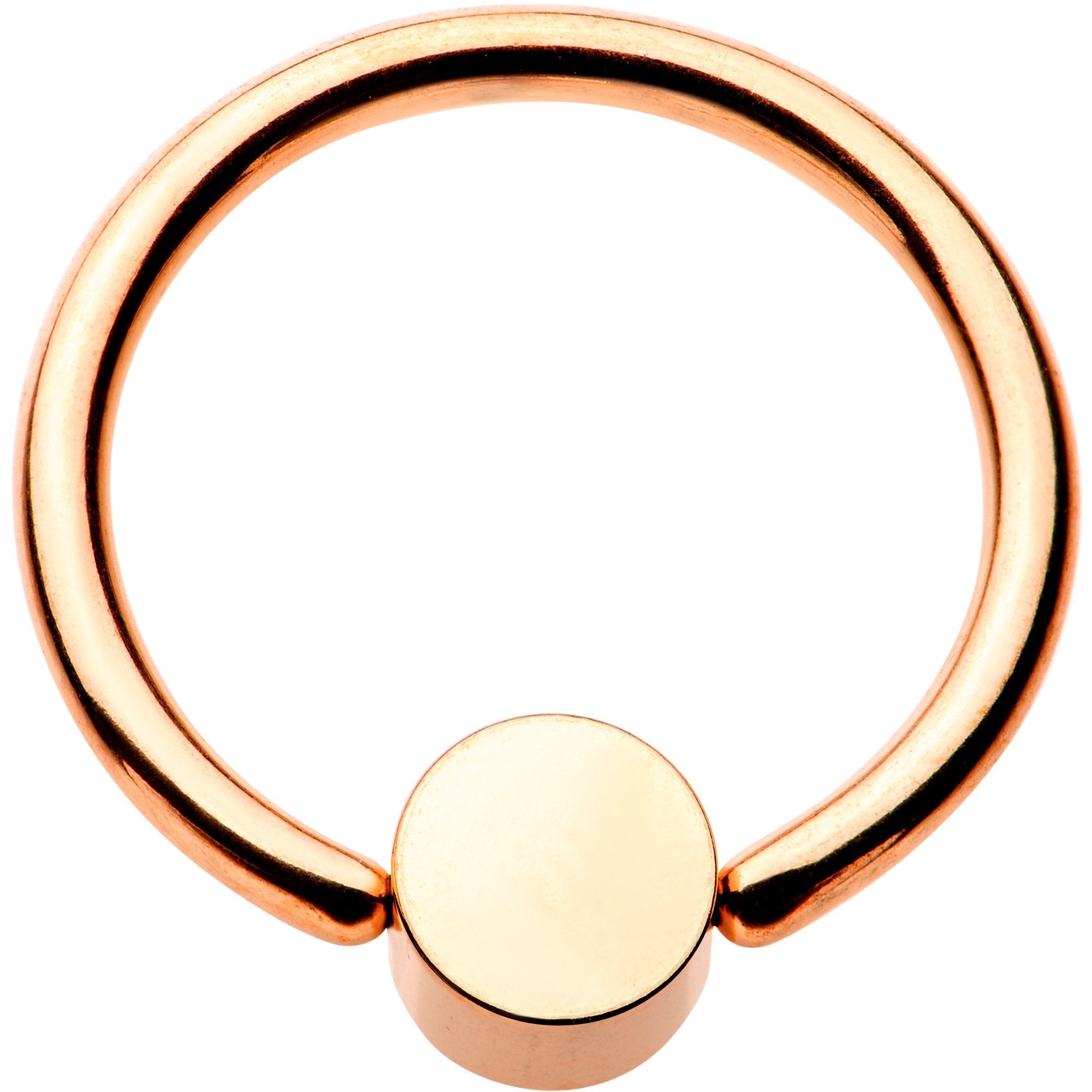14G 1/2 Clear Gem 5mm Disc Rose Gold IP BCR Captive Ring
