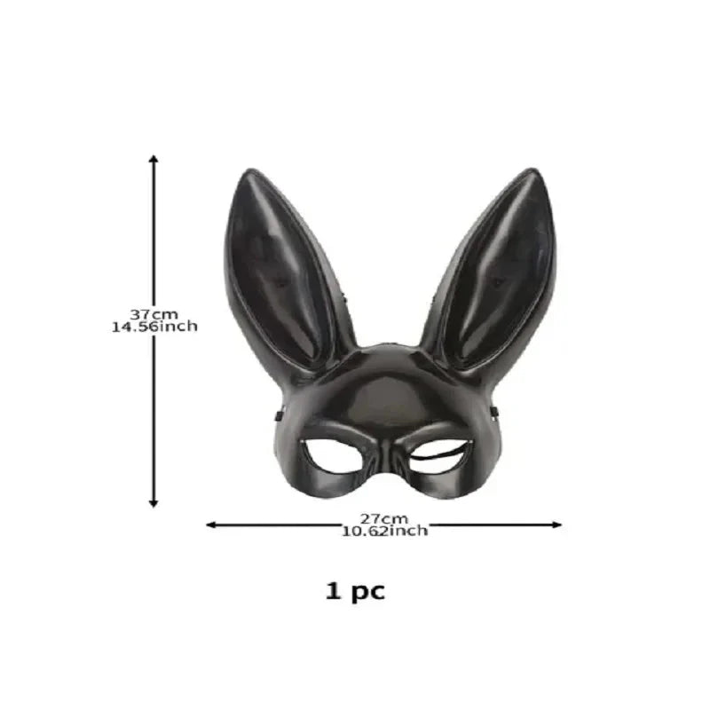 Black and White Rabbit Mask with Long Ears | Bunny Cosplay and Halloween Costume Accessory