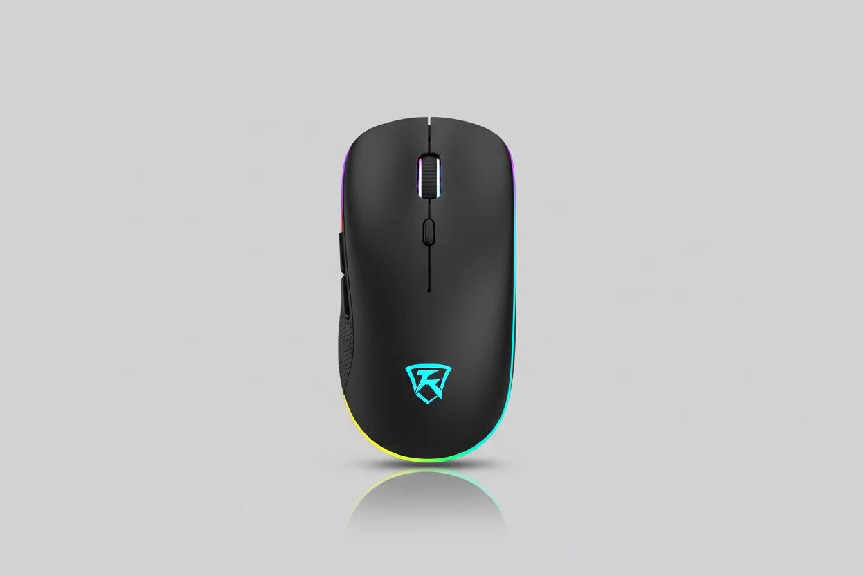 Black RGB Wireless Mouse - USB Rechargeable LED Wireless Gaming Mouse
