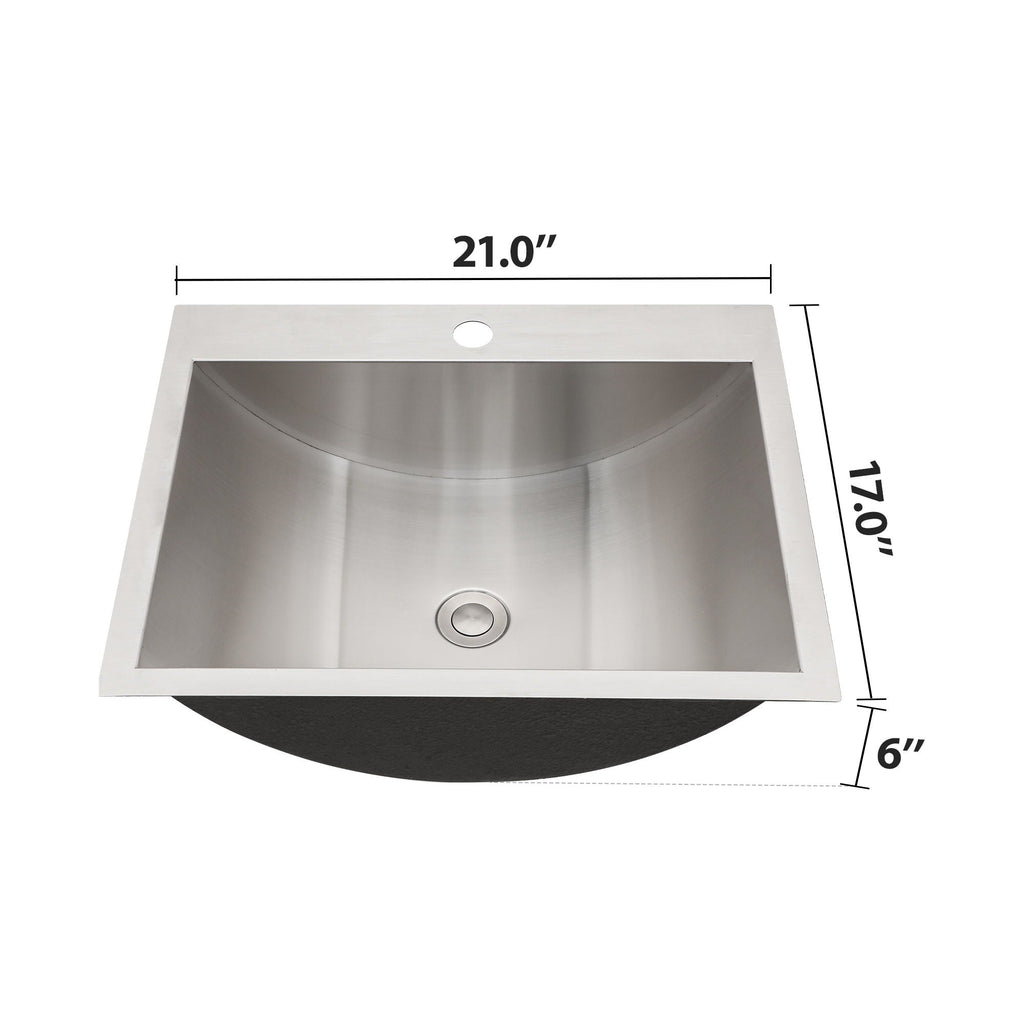 21 x 17" Drop In Bathroom Sink with Pop Up Drain