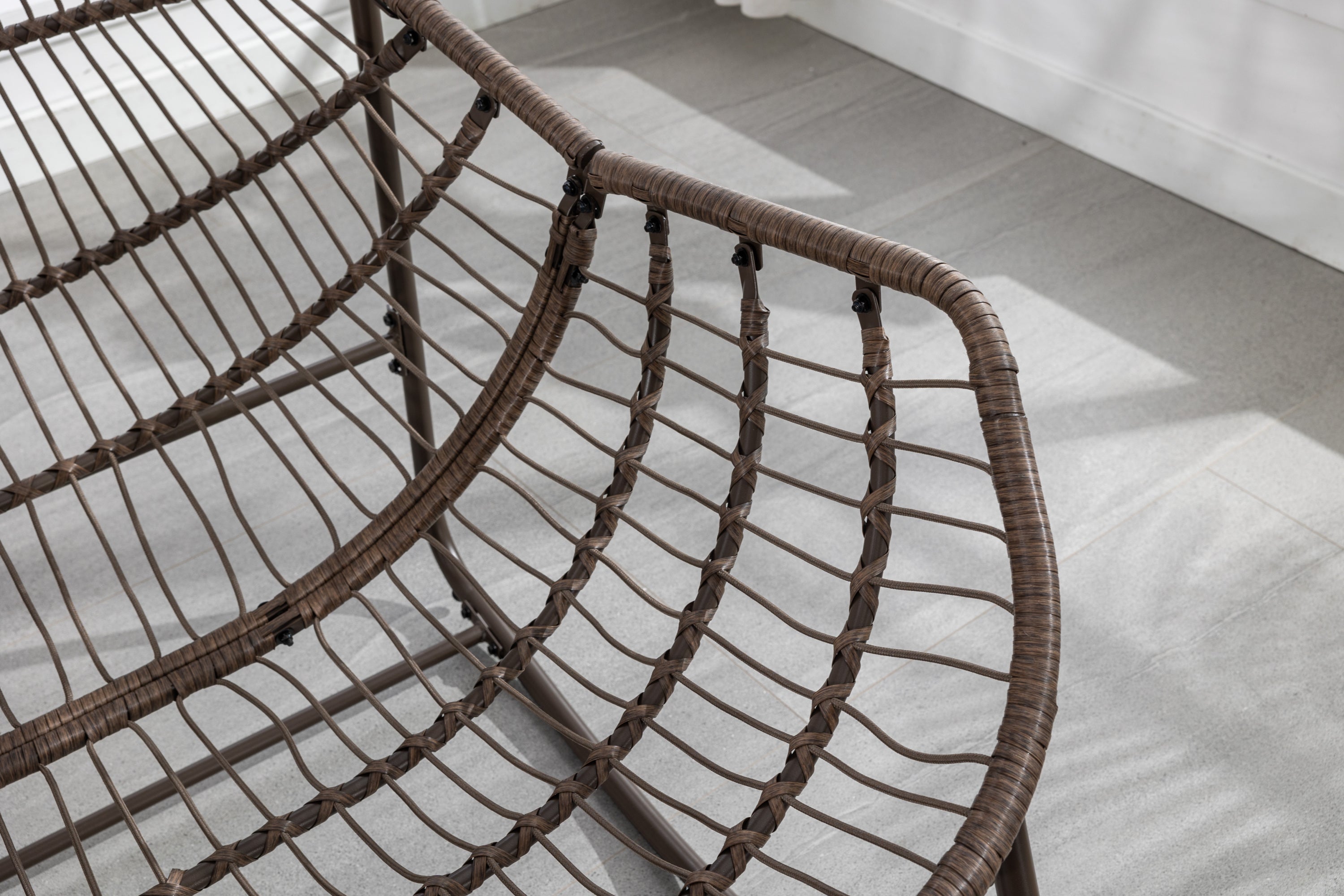 Outdoor Rattan Rocking Chair with Padded Cushion
