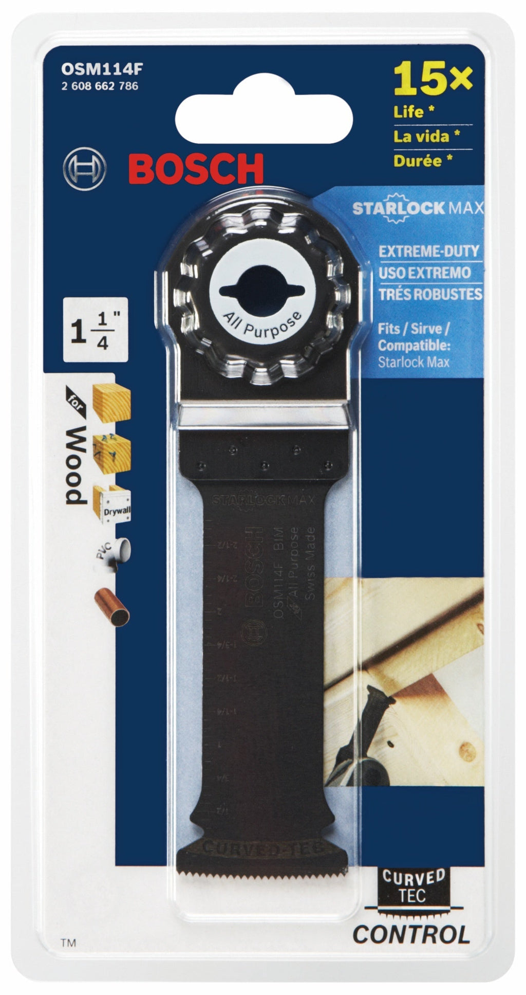BOSCH OSM114F 1-1/4 In. StarlockMax® Oscillating Multi Tool Bi-Metal Plunge Cut Blade