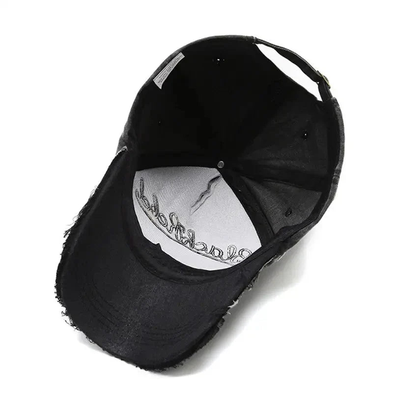 Cow Head Letter Embroidery Vintage Baseball Cap | Unisex Adjustable Washed Cotton Hat