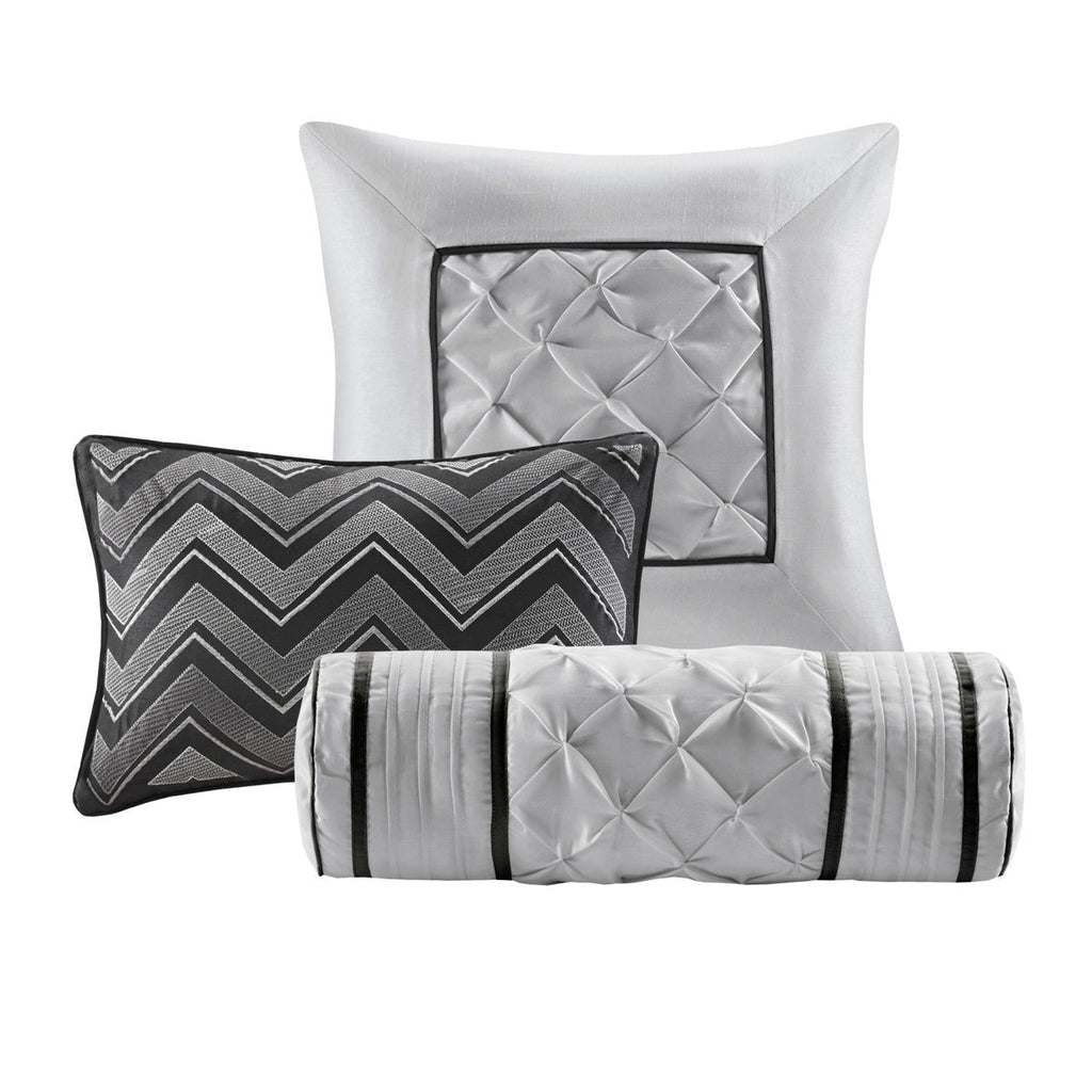 7 Piece Tufted Comforter Set Black California King