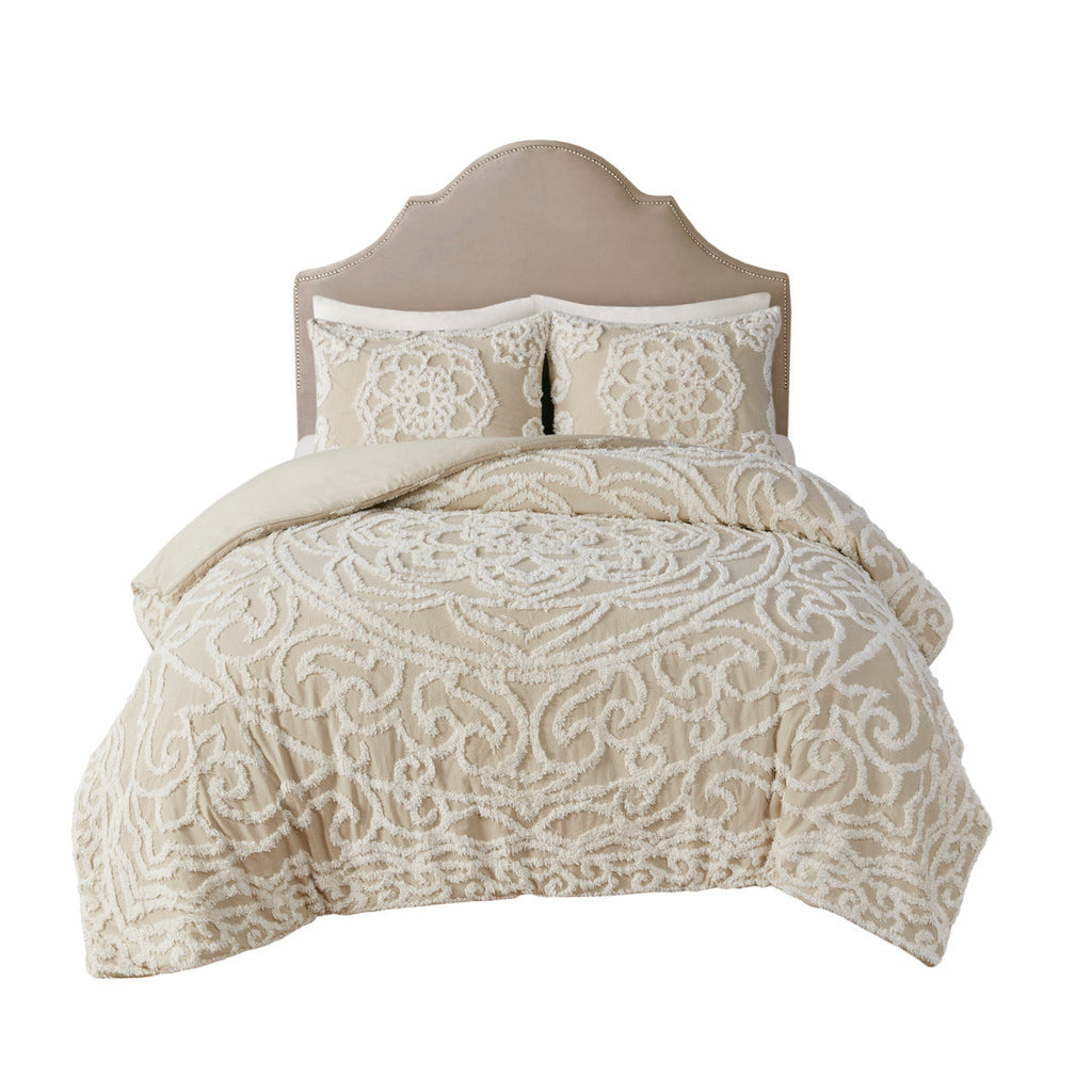 Full/Queen 3 Piece Tufted Cotton Duvet Cover Set