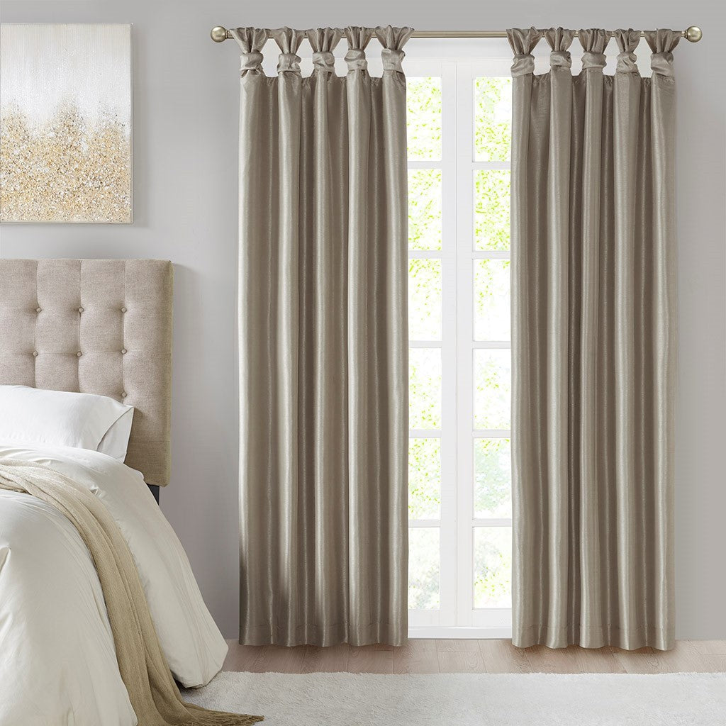 Twist Tab Total Blackout Window Curtain Panel Pewter 50x95