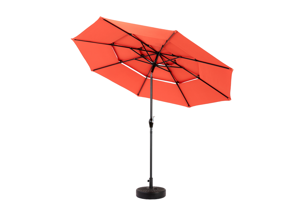 Aluminium 10ft 3-Tier Auto-Tilt Outdoor Patio Umbrella - Orange