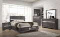 Traditional Queen 5 Piece Storage Bedroom Set in Gray Wood