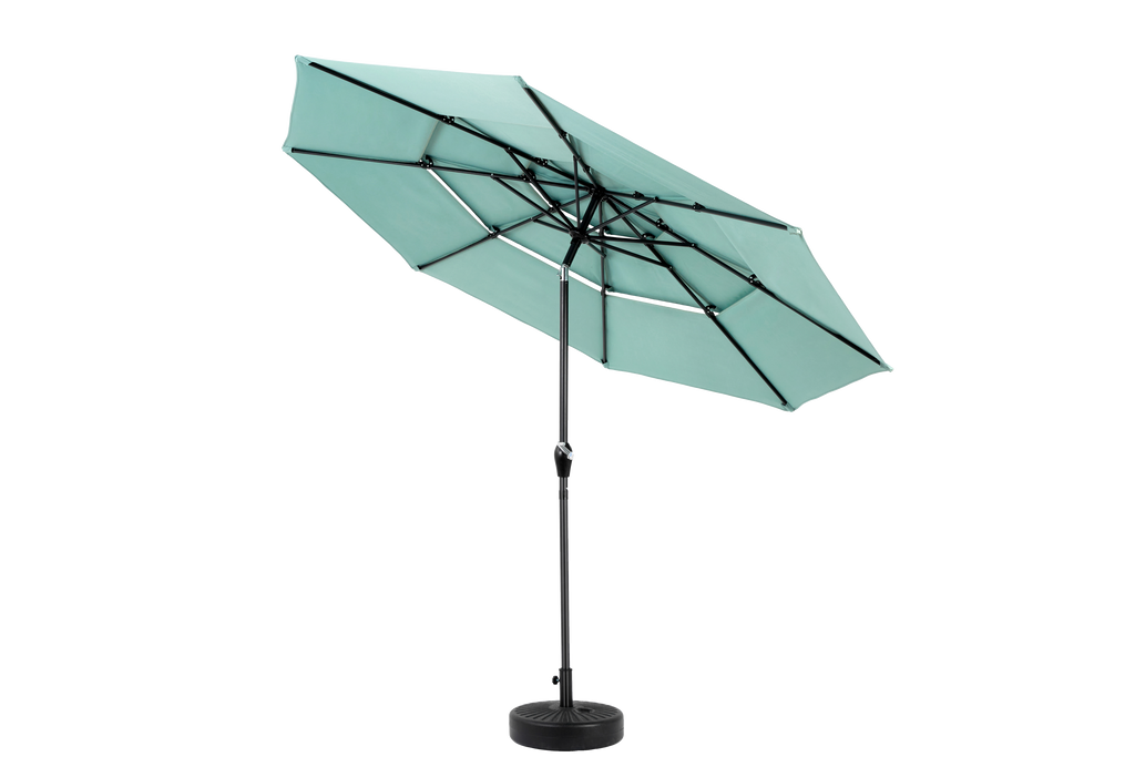 Aluminium 10ft 3 Tier Auto-Tilt Outdoor Patio Umbrella - Light Green