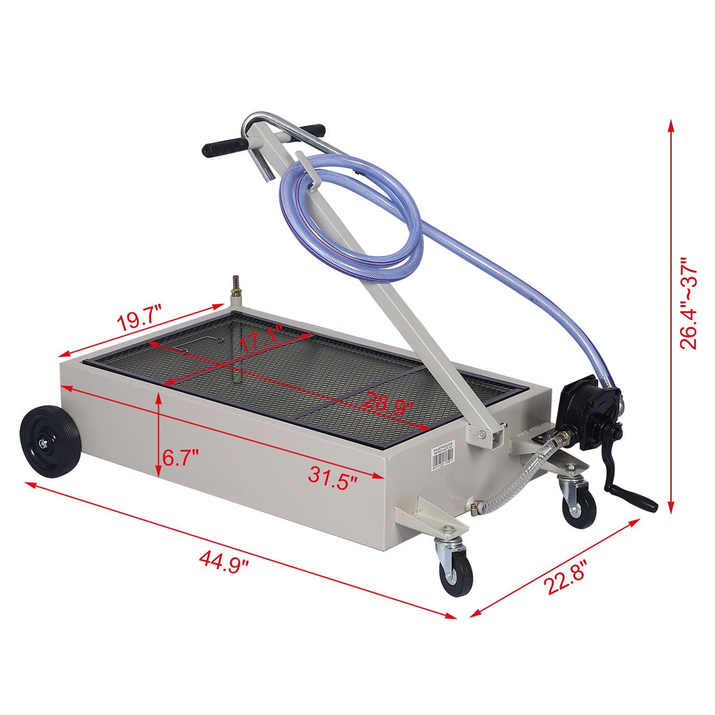 Heavy Duty 20 Gallon Low Profile Oil Drain With Pump Polypropylene - Gray