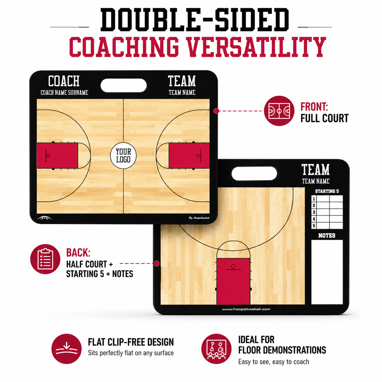 Custom High School Basketball Coaching Board 15.7 x 12.6 in (Magnetic)