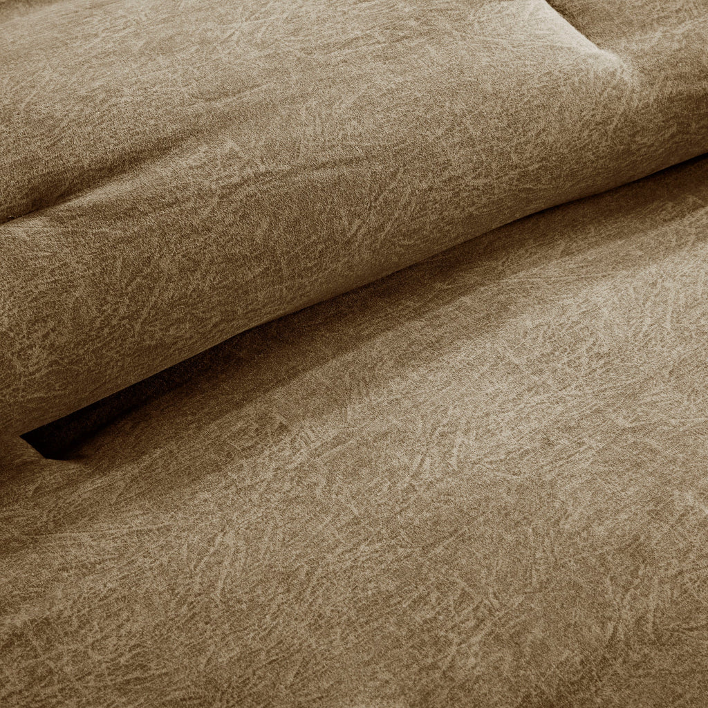 7 Piece Faux Suede Comforter Set Brown Queen