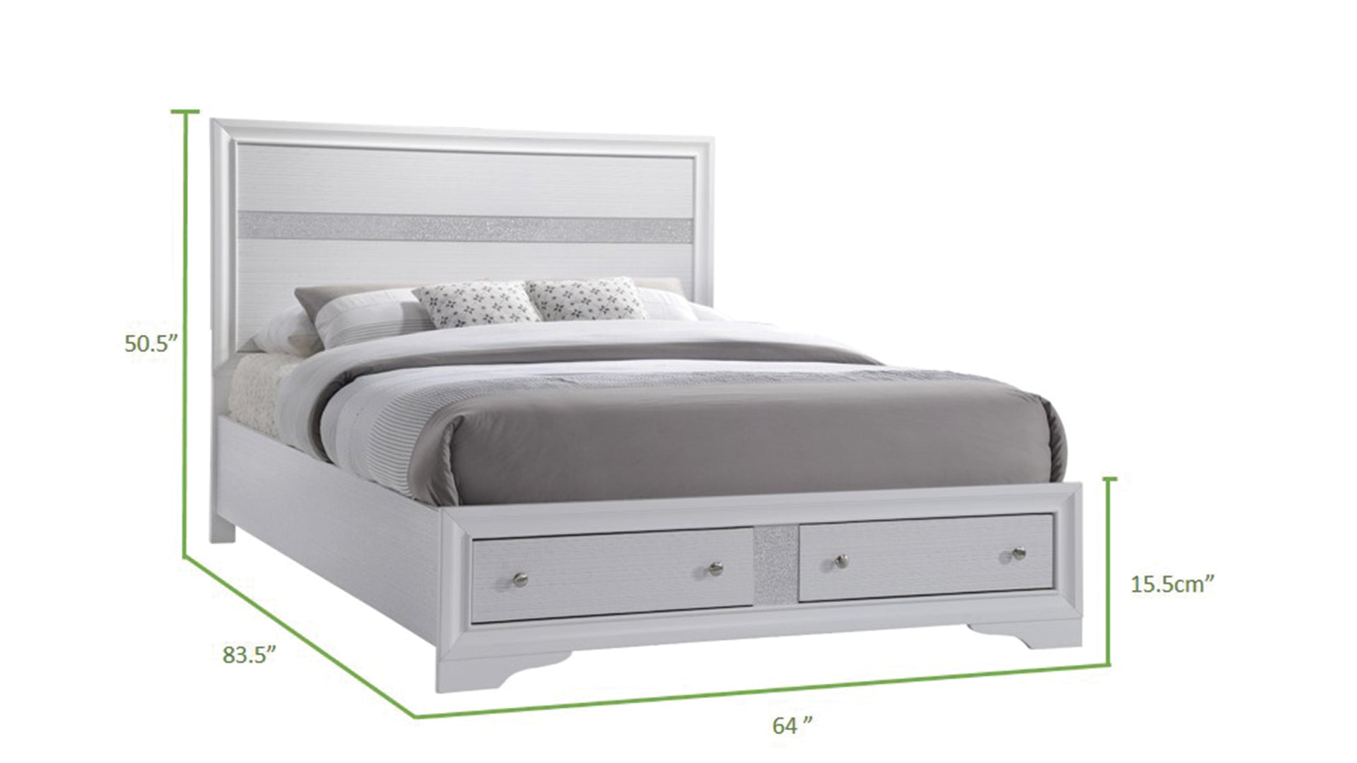 Traditional Style Queen 4 Pc Storage Bedroom Set Made with Wood in White