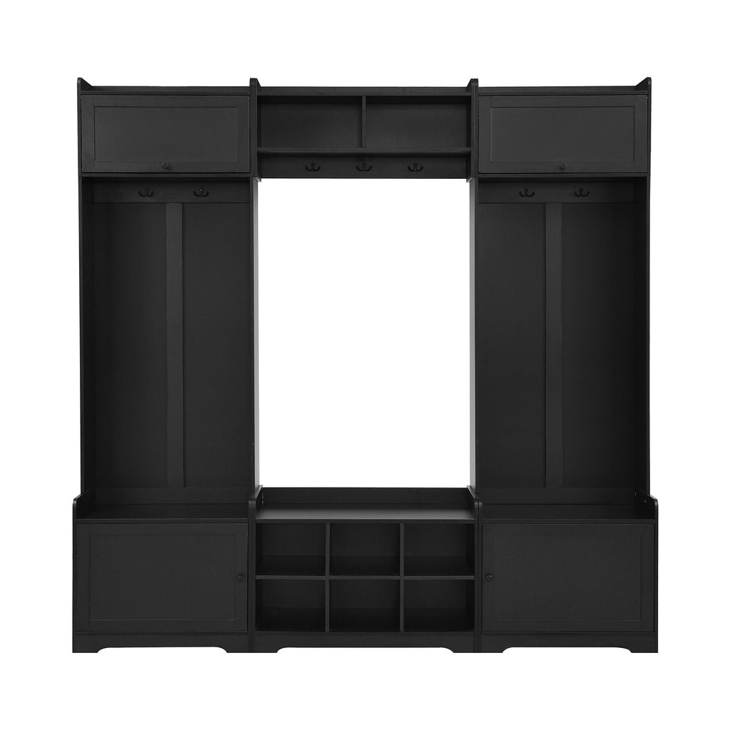 Wide Hall Tree With Shoe Storage, 4 In 1 Entryway Bench
