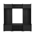 Wide Hall Tree With Shoe Storage, 4 In 1 Entryway Bench