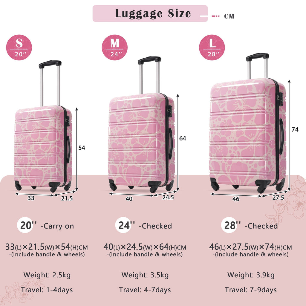 Hardshell Luggage Sets 3-Pcs Spinner Suitcase with TSA Lock