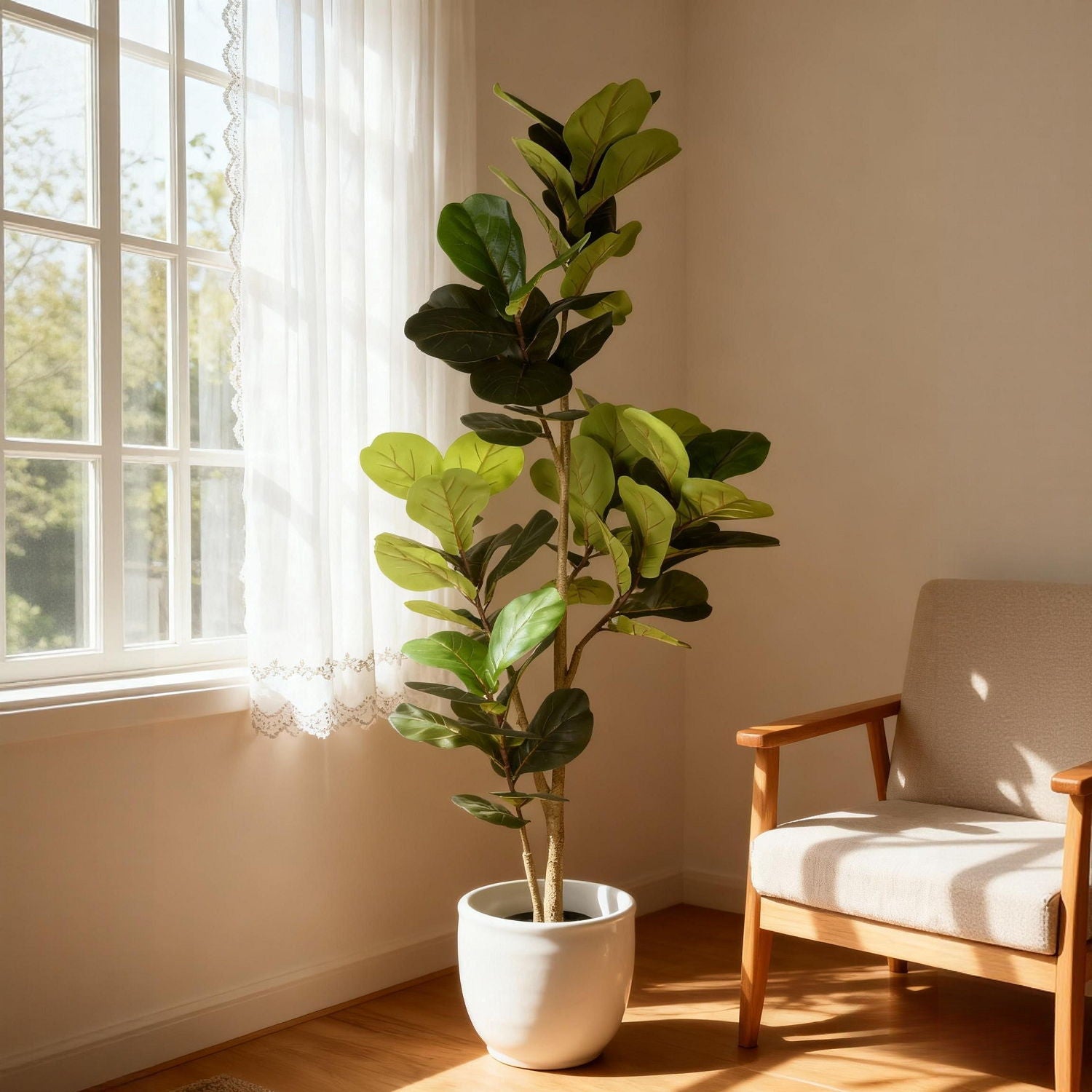 6Ft Real Touch Fake Fiddle Leaf Fig Tree In Pot