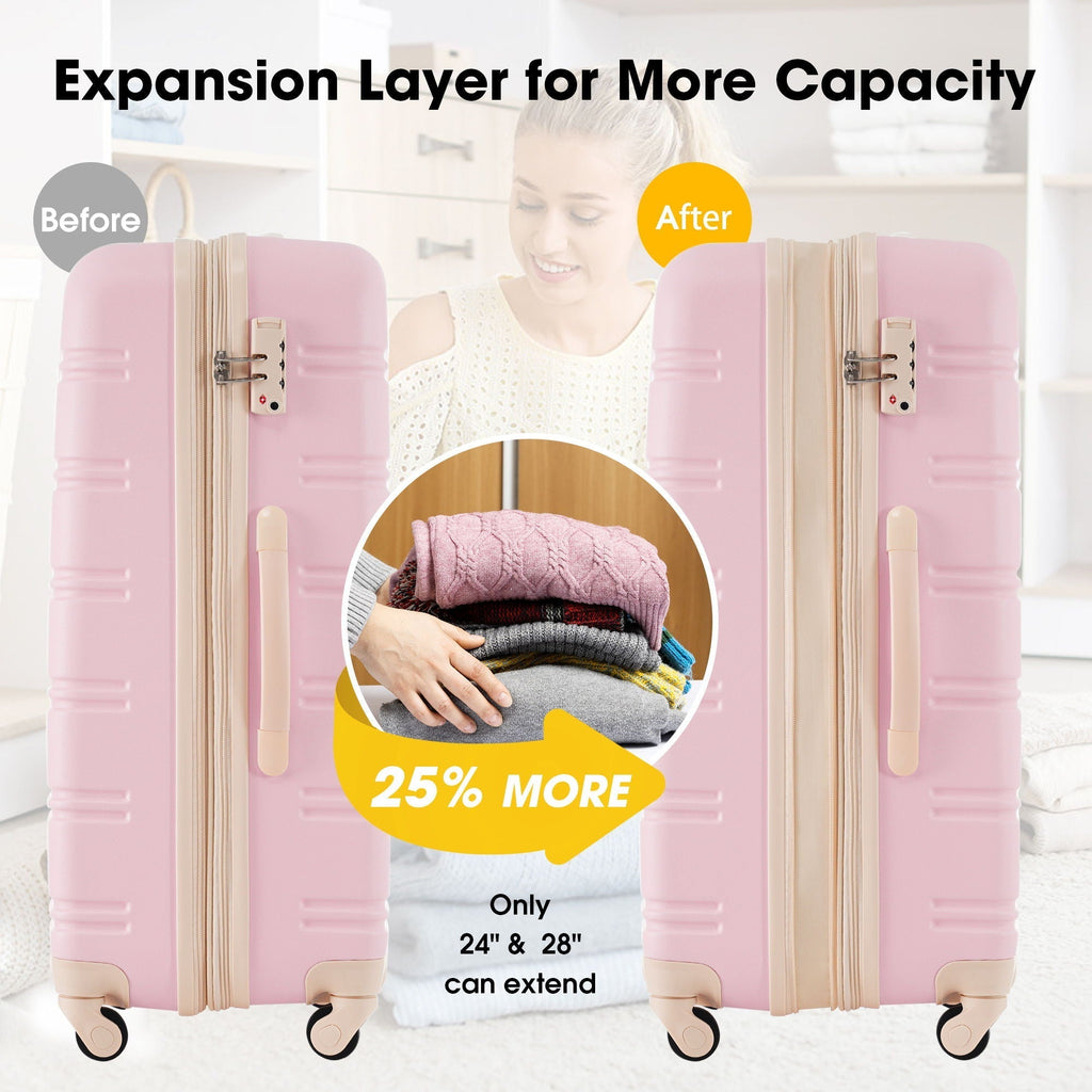 3 Piece Luggage Set Hardside Spinner Suitcase with TSA Lock