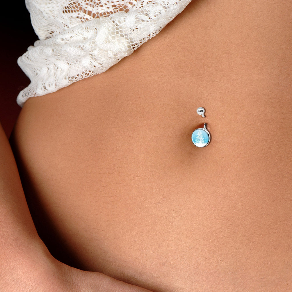Winter Snow Covered Tree Belly Ring